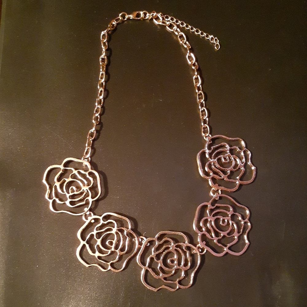 Rose Necklace with Matching Earrings